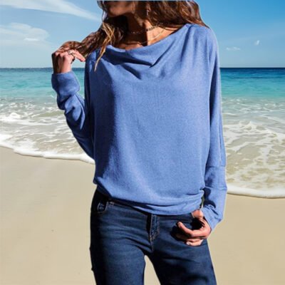 women loose bat sleeve sweatshirt burgundy casual daily wear