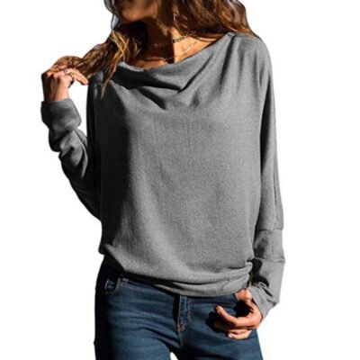 women loose bat sleeve sweatshirt burgundy casual daily wear