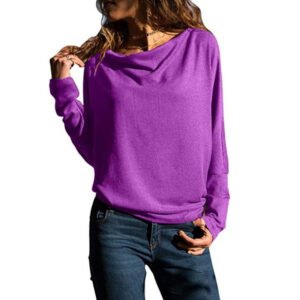 women loose bat sleeve sweatshirt burgundy casual daily wear