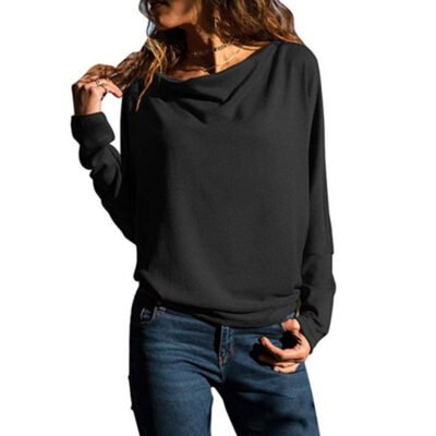 women loose bat sleeve sweatshirt burgundy casual daily wear