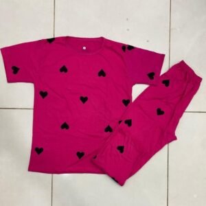 premium cotton jersey night suit set pink medium to xl