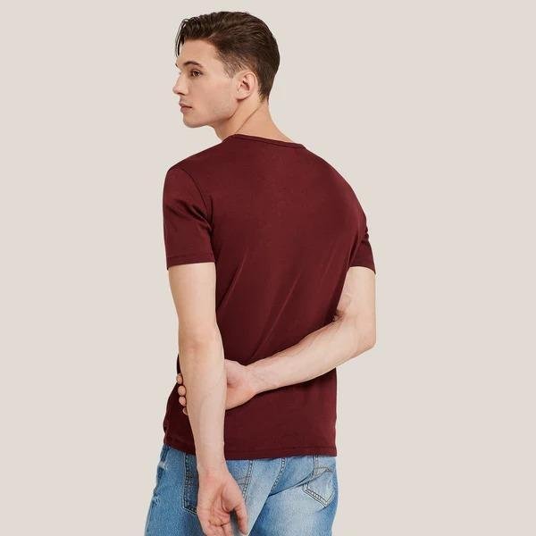 Men's Maroon Cotton Jersey T-Shirt - Image 4